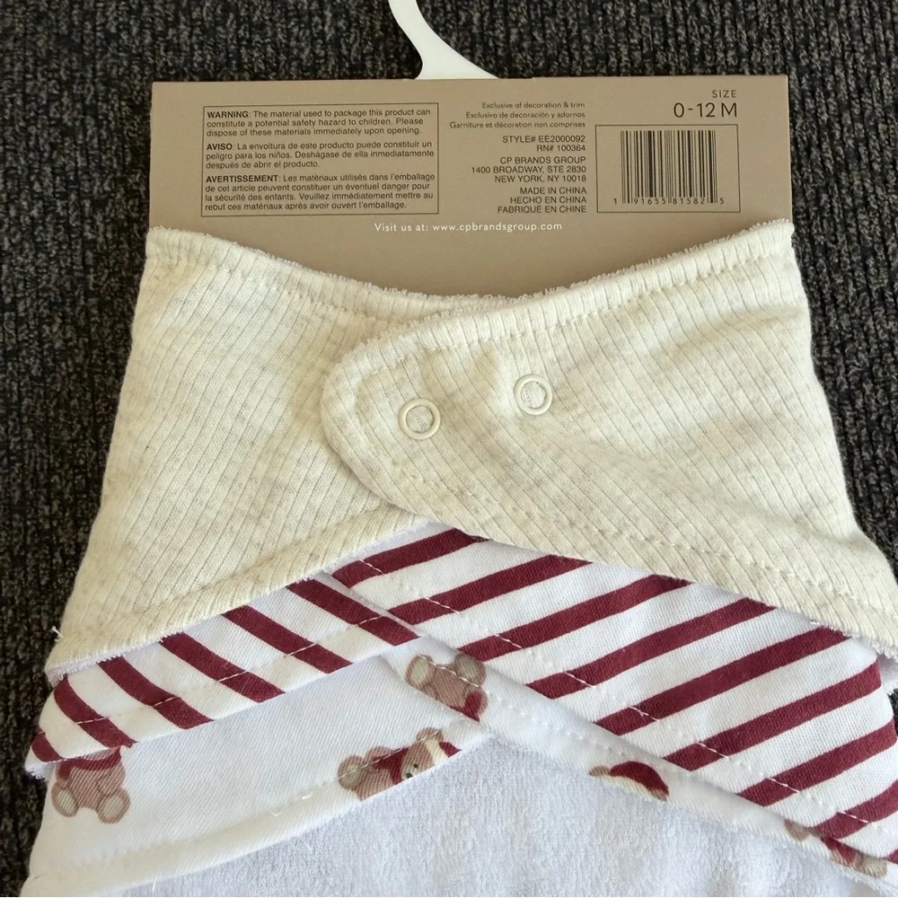 Chick Pea My first Christmas Festive Bear Bandana 3 pack Bibs - Cream and Red